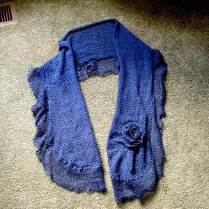 Fashion Scarf with Rose and Ruffle